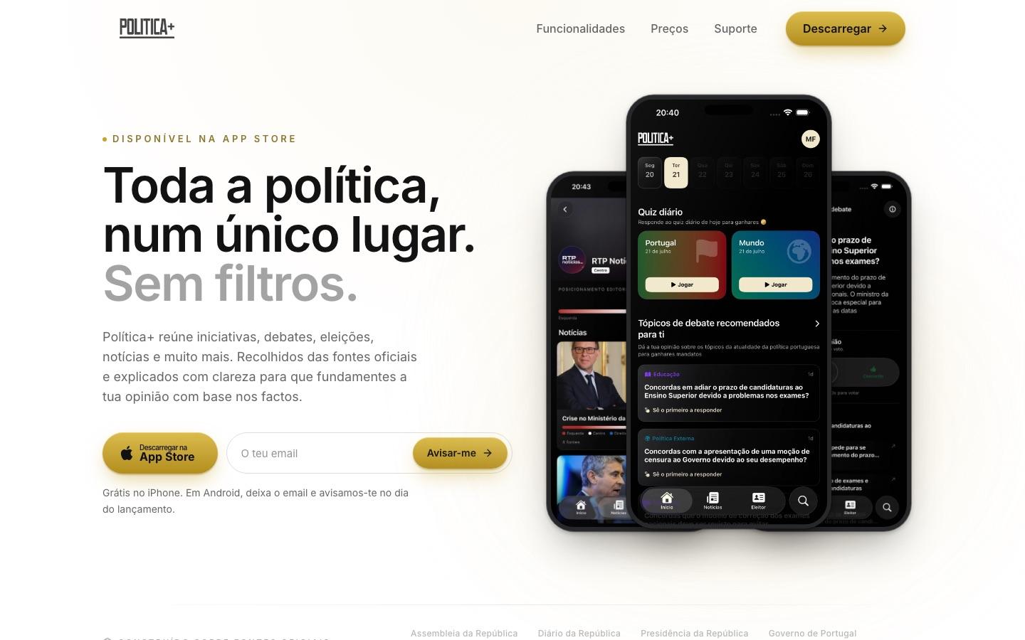 Política+: Brand identity and logo, Product design and monetisation
